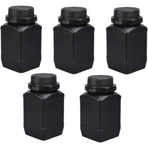 34oz/5Pcs Plastic Lab Chemical Reagent Bottles, Square Sample Storage Container, Plastic Chemical Container Bottle with Anti-theft Cap, Wide Mouth Sample Sealing Storage Bottles (Black)