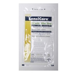 Medline MSG1065 SensiCare with Aloe Sterile Powder and Latex-Free Surgical Glove, Size 6.5, White (Pack of 100)