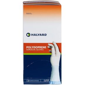 HALYARD Surgical Glove, Polyisoprene, 9.4 Mil Thick, Individually Wrapped Pairs, Powder Free, Sterile, 8.0 Large, White, SGL95080 (Box of 50 Pairs - 100 Total)