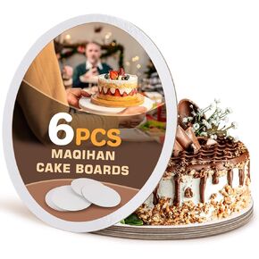 6 Cake Boards 10 inch Round - Cardboard Cake Rounds Base Stand Circles 10 inch Bases Para Pasteles Flat Sheet Cake Decorating Practice Board Tray Platter Plates Pad Liner Cake Making Supplies