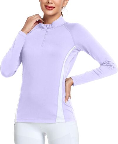 AGVNG Womens 1/4 Zip Pullover Fleece Thermal Lightweight Shirts Long Sleeve Athletic Hiking Running Workout Golf Tops in Saudi Arabia