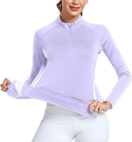 AGVNG Womens 1/4 Zip Pullover Fleece Thermal Lightweight Shirts Long Sleeve Athletic Hiking Running Workout Golf Tops in Saudi Arabia