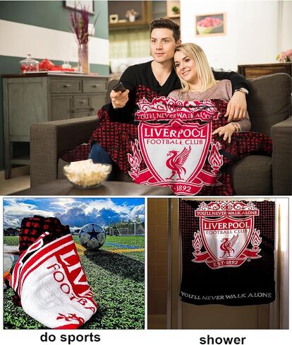 بطانية LFC Crest Fleece - غطاء كرة قدم ناعم للرجال والأطفال والمراهقين - هدية مثالية لليفربول - 100x150 سم in Kuwait