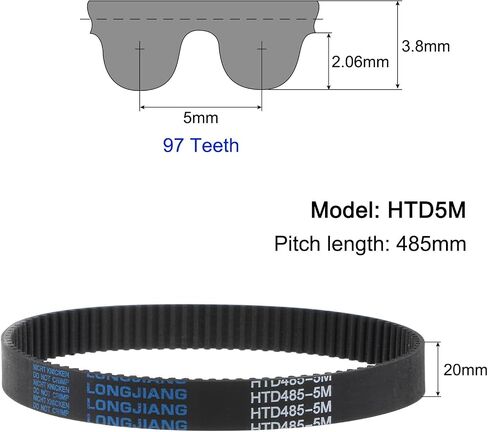 uxcell HTD5M-435 Rubber Timing Belt 87 Teeth Closed Loop Pulley Timing Belt 20mm Width, 435mm Pitch Length Synchronous Belt in Saudi Arabia