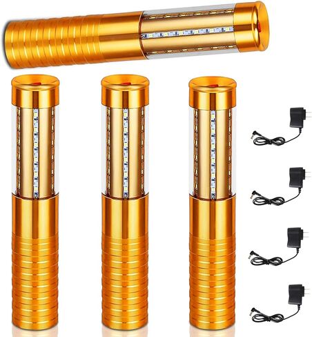 4 Pieces LED Strobe Baton Lights Rechargeable LED Bottle Service Light Reusable Handheld Champagne Bottle LED Light for Party Nightclub Bar Wedding Event Festival Outdoor Activity (Gold) in Saudi Arabia