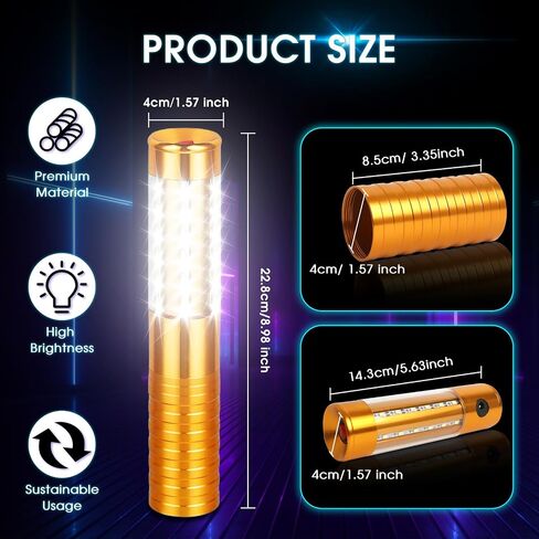 4 Pieces LED Strobe Baton Lights Rechargeable LED Bottle Service Light Reusable Handheld Champagne Bottle LED Light for Party Nightclub Bar Wedding Event Festival Outdoor Activity (Gold) in Saudi Arabia