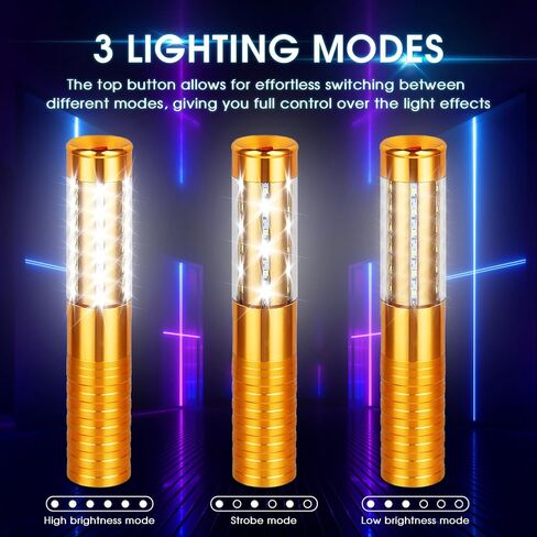 4 Pieces LED Strobe Baton Lights Rechargeable LED Bottle Service Light Reusable Handheld Champagne Bottle LED Light for Party Nightclub Bar Wedding Event Festival Outdoor Activity (Gold) in Saudi Arabia