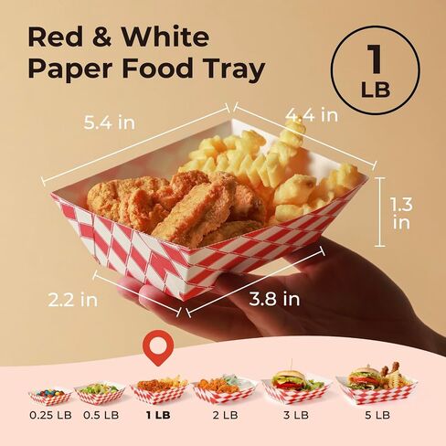 Fit Meal Prep [250 Pack] 2 lb Paper Food Boats Heavy Duty Disposable Food Trays, Red Check Nacho Tray for Parties Fairs Picnics Carnivals Holds Tacos Nachos Fries Hot Dogs Grease Resistant in Saudi Arabia