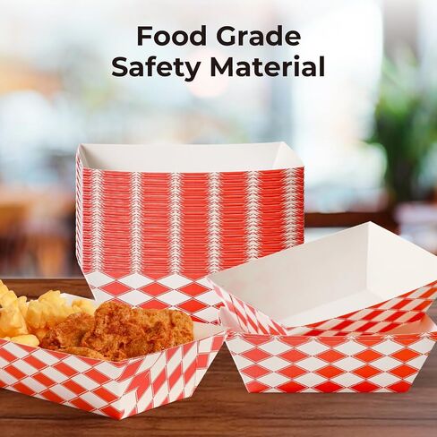 Fit Meal Prep [250 Pack] 2 lb Paper Food Boats Heavy Duty Disposable Food Trays, Red Check Nacho Tray for Parties Fairs Picnics Carnivals Holds Tacos Nachos Fries Hot Dogs Grease Resistant in Saudi Arabia