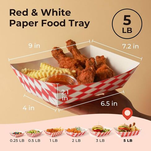 Fit Meal Prep [250 Pack] 2 lb Paper Food Boats Heavy Duty Disposable Food Trays, Red Check Nacho Tray for Parties Fairs Picnics Carnivals Holds Tacos Nachos Fries Hot Dogs Grease Resistant in Saudi Arabia