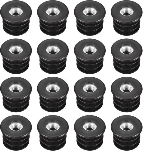 uxcell 12Pcs Inserts for Round Tubes with M8 Thread, for 25mm/0.98" OD Round Tube, Round Black Plastic Furniture Leg Plug Caster Insert Chair End Caps in Saudi Arabia