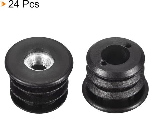 uxcell 12Pcs Inserts for Round Tubes with M8 Thread, for 25mm/0.98" OD Round Tube, Round Black Plastic Furniture Leg Plug Caster Insert Chair End Caps in Saudi Arabia
