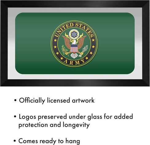 Wall Mirror - Ready-to-Hang United States Army Symbol Black Framed Rectangle Mirror - for Pub, Game Room, Garage or Home Bar by Trademark Gameroom in Saudi Arabia