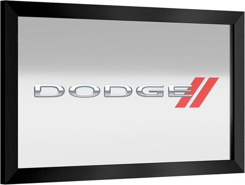 Wall Mirror - Ready-to-Hang Dodge Logo Black Framed Rectangle Mirror - for Pub, Game Room, Garage or Home Bar by Trademark Gameroom in Saudi Arabia