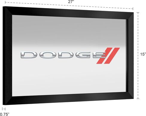 Wall Mirror - Ready-to-Hang Dodge Logo Black Framed Rectangle Mirror - for Pub, Game Room, Garage or Home Bar by Trademark Gameroom in Saudi Arabia