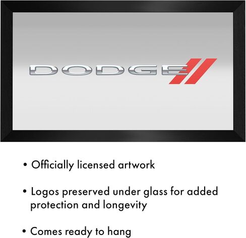 Wall Mirror - Ready-to-Hang Dodge Logo Black Framed Rectangle Mirror - for Pub, Game Room, Garage or Home Bar by Trademark Gameroom in Saudi Arabia