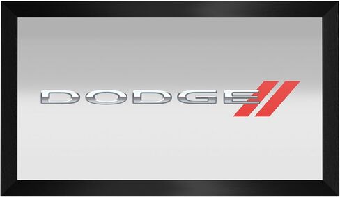 Wall Mirror - Ready-to-Hang Dodge Logo Black Framed Rectangle Mirror - for Pub, Game Room, Garage or Home Bar by Trademark Gameroom in Saudi Arabia