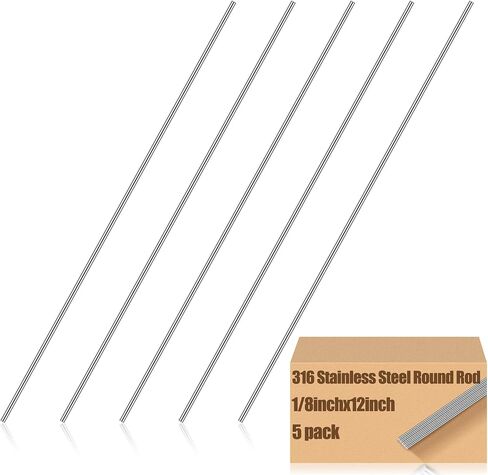 5 Pcs 316 Stainless Steel Round Rod, 1/8" Diameter and 12" Length Stainless Steel Rod Metal Bar Solid Shaft Rods for Industry, Metal DIY Craft and Metal Working Hobbies in Saudi Arabia
