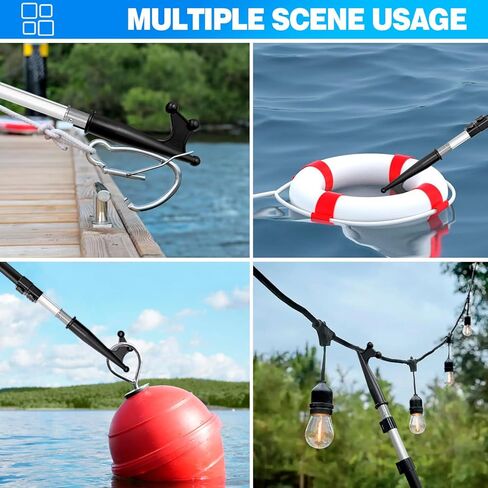 خطاف قارب تصغير 5-12 قدم | تطفو، مقاومة للخدش، تصميم قوي | عمود ألومنيوم متين وخفيف الوزن بثلاث مراحل مثالي لدفع وسحب القوارب في أي ظروف مائية in Kuwait