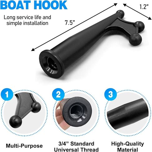 خطاف قارب تصغير 5-12 قدم | تطفو، مقاومة للخدش، تصميم قوي | عمود ألومنيوم متين وخفيف الوزن بثلاث مراحل مثالي لدفع وسحب القوارب في أي ظروف مائية in Kuwait