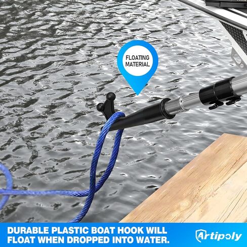 خطاف قارب تصغير 5-12 قدم | تطفو، مقاومة للخدش، تصميم قوي | عمود ألومنيوم متين وخفيف الوزن بثلاث مراحل مثالي لدفع وسحب القوارب في أي ظروف مائية in Kuwait