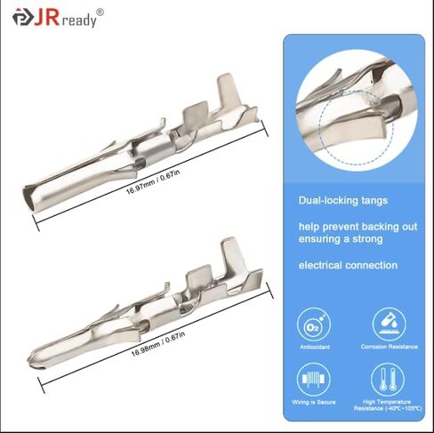 محطات تجعيد JRready ST6405 بقطر 3.68 مم، دبوس ومآخذ 18-22AWG، متوافقة مع محطات تجعيد الذكور والإناث القياسية 062 بوصة (50 زوجًا) in Kuwait