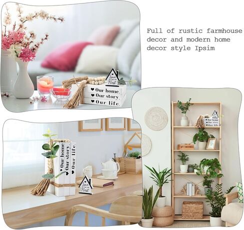 Wood Decorative Books for Home Decor,5pcs Rustic Farmhouse Book Stack Wood Faux Books for Living Room Book Shelf Decor Decorative Books Display with Wood Bead Tassels and Leaves for Home Decor in Saudi Arabia