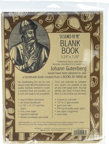 Lineco, Blank Cover Bookbinding Kits, 5.25 x 7.25 inch, Books by Hand Blank Book with 24 Acid-Free Pages, Ivory Color in Saudi Arabia