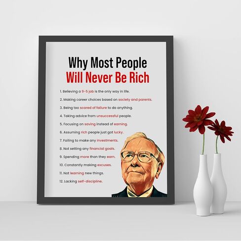 Most People Will Never Be Rich - Inspirational Wall Decor, Modern Warren Buffet Motivational Wall Art Portrait Print, Ideal for Home Decor, Office Decor, Great Gift of Motivation! Unframed - 8x10 in Saudi Arabia