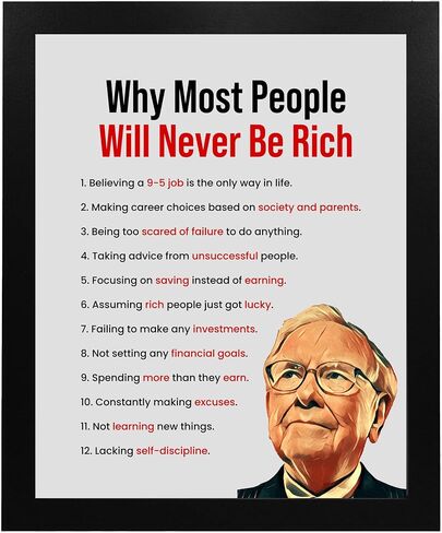 Most People Will Never Be Rich - Inspirational Wall Decor, Modern Warren Buffet Motivational Wall Art Portrait Print, Ideal for Home Decor, Office Decor, Great Gift of Motivation! Unframed - 8x10 in Saudi Arabia