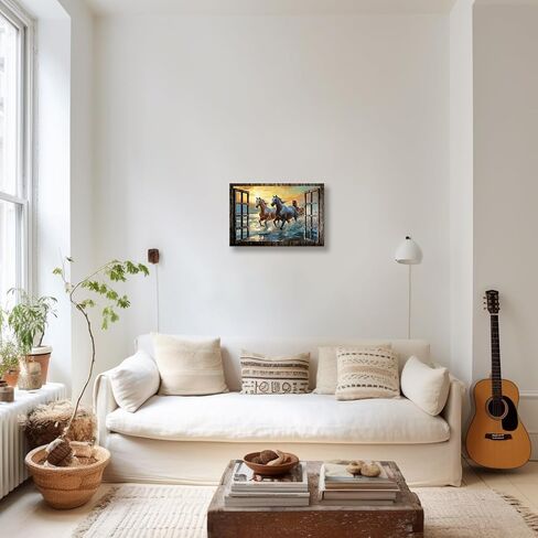 Linprout Horses Wall Art Colorful Animal Painting Pictures Ready To Hang Canvas Prints Landscape Window Wall Art Horse Poster 16x24 inches in Saudi Arabia