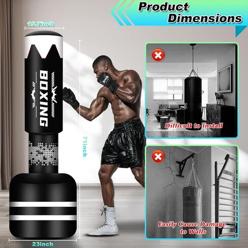 71'' Standing Punching Bag for Adults, Heavy Bag Boxing Bag with Stand Upgrated Raise Base Kicking Bag Muay Thai Bag for Training MMA Taekwondo Fitness in Saudi Arabia
