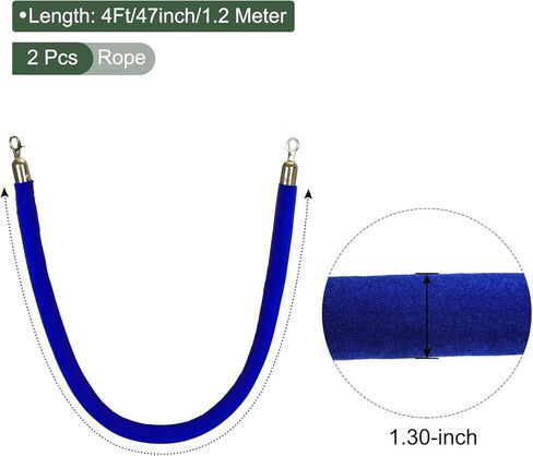 YOKIVE 2 Pcs Dark Red Velvet Stanchion Rope Crowd Control Barrier Rope, Manage The Crowd, Great for Hotels, Theaters, Ticket Offices (Golden, 4 Feet) in Kuwait