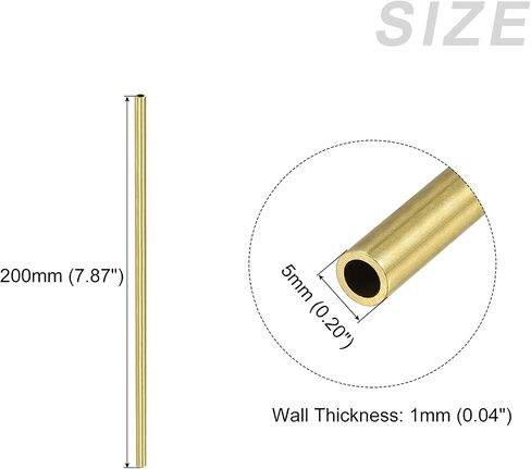 Brass Tube(5mm OD x 1mm Wall T x 200mm L) 1Pcs, Straight Tubing - for Home Furnishing, Machinery, DIY Handicraft in Saudi Arabia