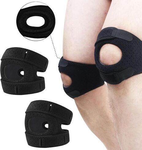 Patella Knee Braces - Sports Knee Pads with Patellar Tendon Support Strap and Silicone Strip Protection - Adjustable Elasticity, Breathable Fabrics - Patella Stabilizing Knee Brace for Meniscus Tear and Knee Pain Relief in Saudi Arabia