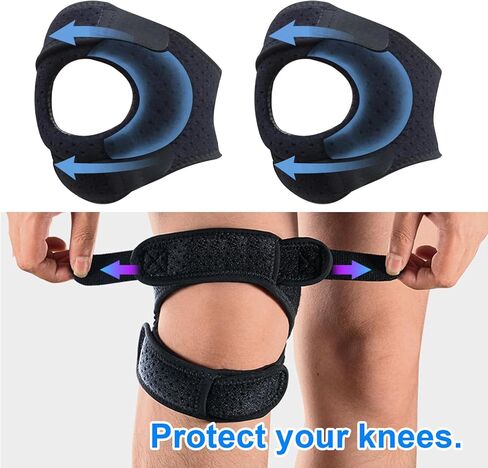 Patella Knee Braces - Sports Knee Pads with Patellar Tendon Support Strap and Silicone Strip Protection - Adjustable Elasticity, Breathable Fabrics - Patella Stabilizing Knee Brace for Meniscus Tear and Knee Pain Relief in Saudi Arabia