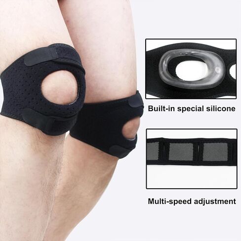 Patella Knee Braces - Sports Knee Pads with Patellar Tendon Support Strap and Silicone Strip Protection - Adjustable Elasticity, Breathable Fabrics - Patella Stabilizing Knee Brace for Meniscus Tear and Knee Pain Relief in Saudi Arabia