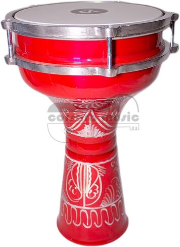 VD® Aluminium Darbuka/Doumbek - عروات ضبط منقوشة ورأس Rmvble (7 ½ بوصة) (أحمر قرمزي) in Kuwait