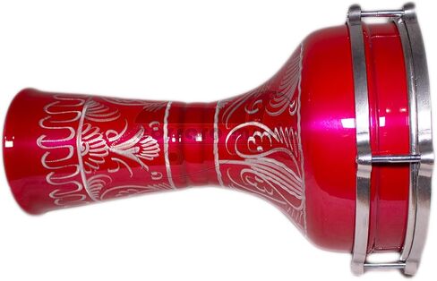 VD® Aluminium Darbuka/Doumbek - عروات ضبط منقوشة ورأس Rmvble (7 ½ بوصة) (أحمر قرمزي) in Kuwait