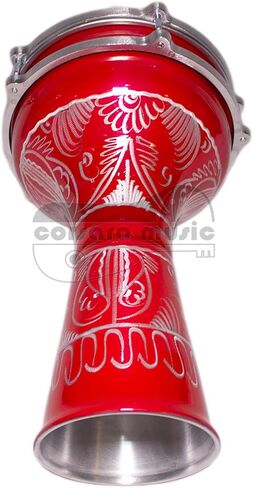 VD® Aluminium Darbuka/Doumbek - عروات ضبط منقوشة ورأس Rmvble (7 ½ بوصة) (أحمر قرمزي) in Kuwait