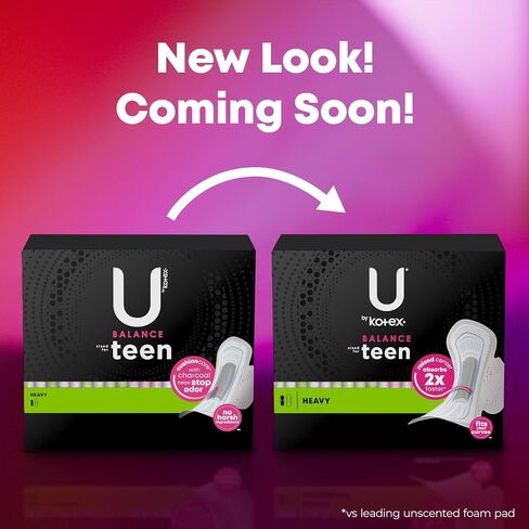 U by Kotex Balance Sized for Teens Ultra Thin Pads with Wings, Heavy Absorbency, 28 Count (Packaging May Vary) in Saudi Arabia