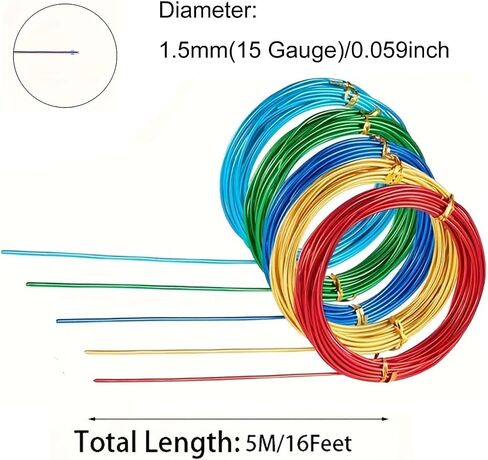 Versatile Silver Aluminum Wire for Jewelry Making and Crafting – 7-Color Set in 2mm Sizes for Beading, Floral, Dolls, and Skeleton Wire, 16.5 Feet Each (7-Color-12 Guage 2.0mm) in Saudi Arabia