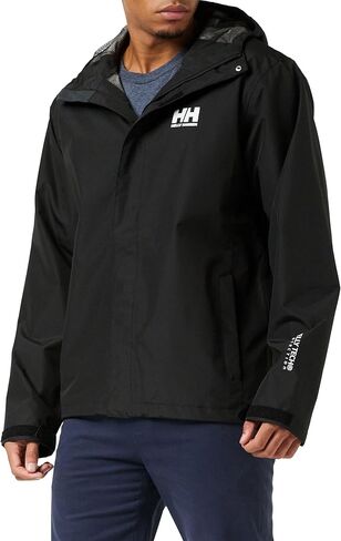 سترة المطر الرجالية Helly Hansen Seven J المقاومة للماء والرياح وقابلة للتنفس، 980 Ebony، XXX-Large in Kuwait
