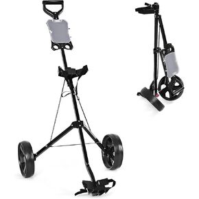 Mayjooy Golf Push Pull Cart, 2 Wheels Foldable Lightweight Golf Trolley Cart w/Scoreboard, Collapsible Golf Push Cart w/Foot Brake, Ideal for Golf Club Court