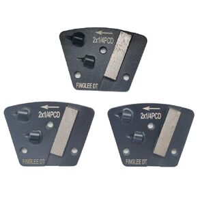 3Pcs Trapezoidal Diamond Discs, 2 * 1/4 PCD w/Bar Diamond Grinding Disc for Epoxy, Thick Mastic, Glue, Paint, VCT Removal, Fast Change (Turn Left)