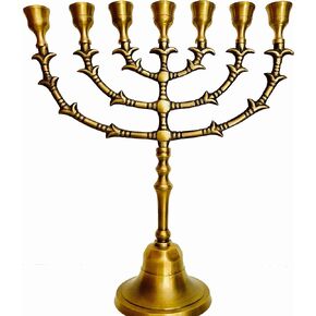 Menorah 7167 Made of Brass Copper, 7 Branch, Antique and Original Design. from Salomons Menorah