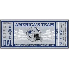 FANMATS 23118 Dallas Cowboys Ticket Design Runner Rug - 30in. x 72in. | Sports Fan Area Rug, Home Decor Rug and Tailgating Mat