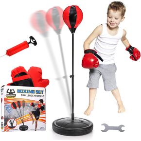 WUWEOT Punching Bag Set for Kids, Punching Ball with Height Stand and Boxing Training Gloves, Ideal Chritsmas Birthday Sport Toy Gift for Ages 3-10 Years Old Boys Girls