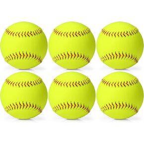 11" Softballs, Official Size and Weight Slowpitch Softball Unmarked Leather Covered Youth Fastpitch Softball Ball Sports Softball for Games, Practice and Training, Yellow