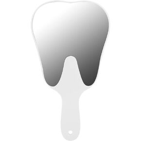 Dental Mirror Tooth Shaped Mirror Cute Handle Dental Mirror Hand Mirror Dental Accessory Suitable for Dental Office Hospital(Pink)